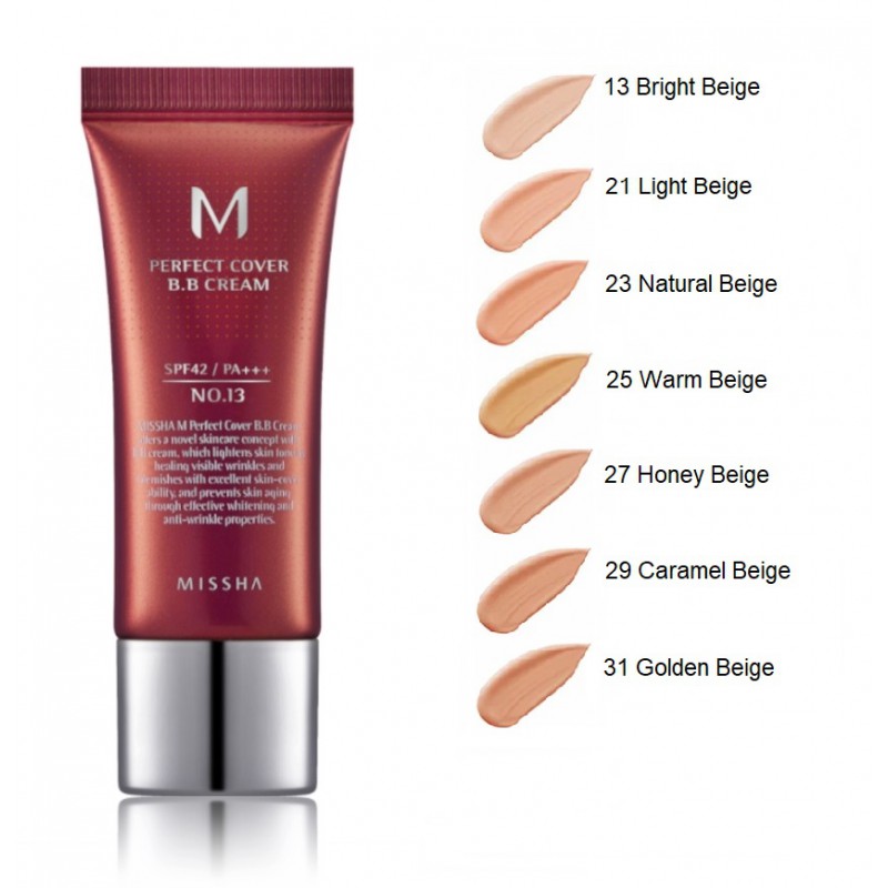 Missha M Perfect Cover BB Cream SPF42/Pa+++. Meigikreem SPF42/Pa+++ 20ml (erinevad toonid)