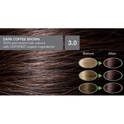 Naturigin Organic Based 100% Permanent Hair Colours Dark Coffee Brown 3.0. Püsijuuksevärv tume kohvipruun 115ml