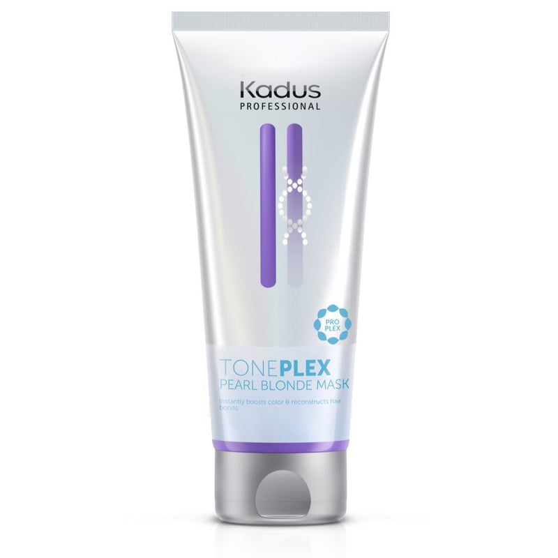 Kadus Professional Toneplex Pearl Blonde Mask. Kollase tooni vastane, jahedaid blonde värskendav ja hooldav hõbedasemaks tooniv  mask 200ml