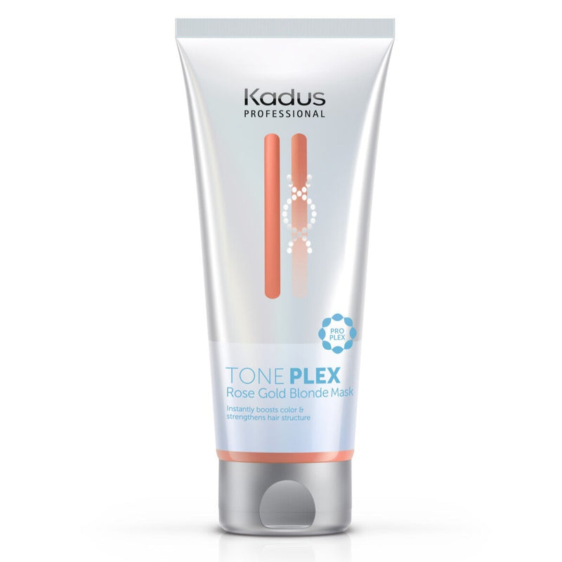 Kadus Professional Toneplex Rose Gold Blonde. Rohelise tooni vastane, sooje blonde värskendav ja hooldav kergelt roosakuldseks tooniv mask 200ml