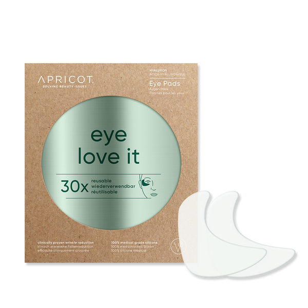 Apricot Eye & Temple Pads Hyaluron Eye Love It, Reusable 30x. Silikoonist korduvkasutatav kortsuplaaster hüaluroonhappega silmaümbrusele ja meelekohtadesse 1tk