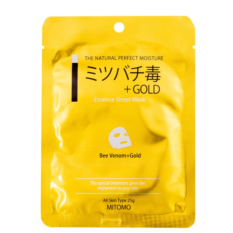 Mitomo Bee Venom + Gold Essence Mask. Pinguldav näomask mesilasmürgi ja kullaga kõikidele nahatüüpidele 25g