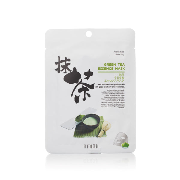 Mitomo Green Tea Essence Mask. Niisutav näomask rohelise tee essentsiga kõikidele nahatüüpidele 25g