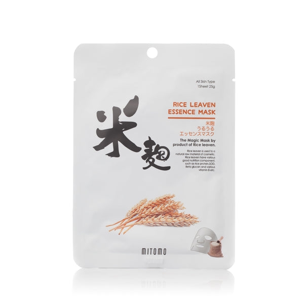 Mitomo Rice Leaven Essence Mask. Näomask riisilehe-essentsiga kõikidele nahatüüpidele 25g
