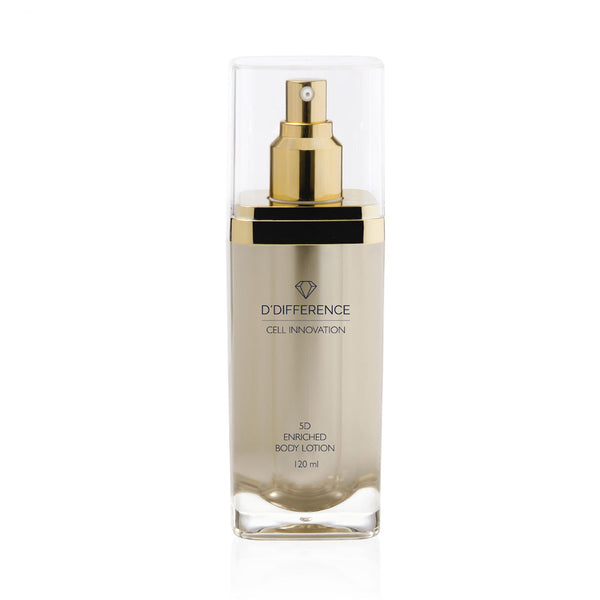 D'Difference Cell Innovation 5D Enriched Body Lotion. 5D-efektiga, taimset tüviraku ekstrakti ja hüaluroonhapet sisaldav siluv ihupiim 120ml