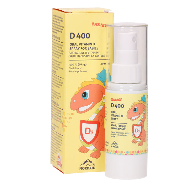Nordaid D 400 Oral Vitamin D Spray For Babies 10 mcg. D-vitamiini sprei magusainega lastele 30ml