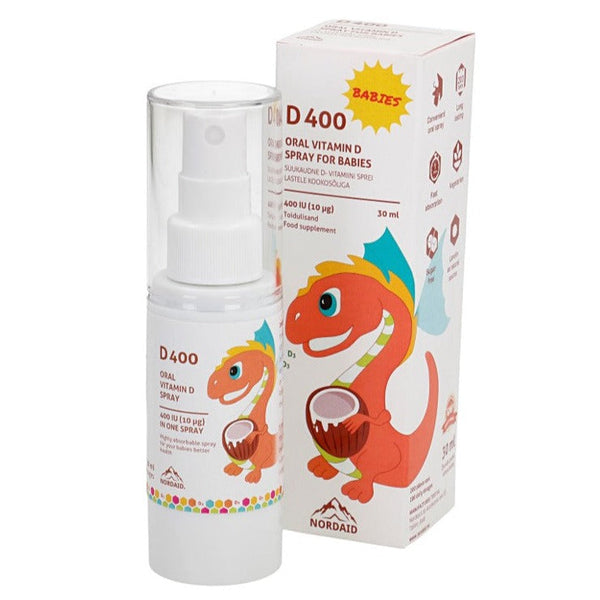 Nordaid D 400 Oral Vitamin D + Coconut Oil Spray For Babies 10mcg. D-vitamiini sprei lastele 30ml