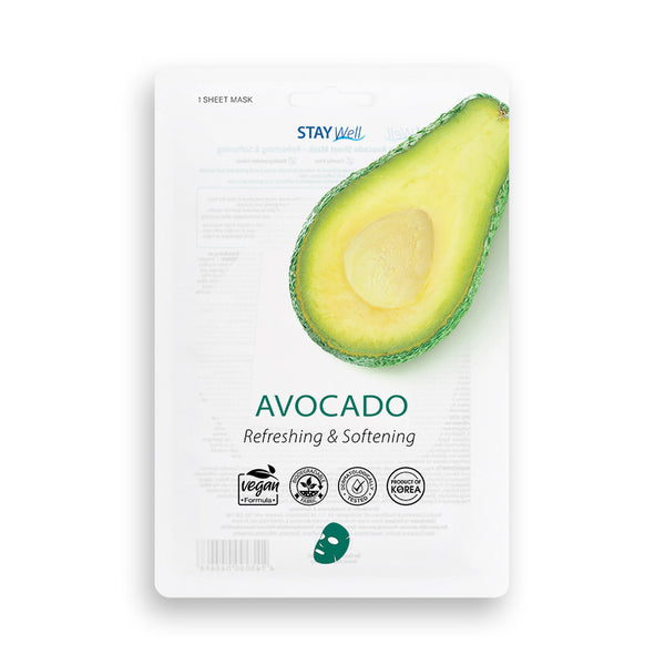 Stay Well Vegan Sheet Mask Avocado Refeshing & Softening. Avokaado kangasmask 20g