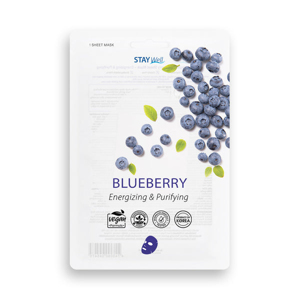Stay Well Vegan Sheet Mask Blueberry Energizing & Purifying. Mustika kangasmask 20g