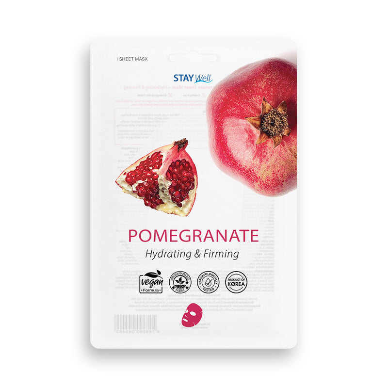 Stay Well Vegan Sheet Mask Pomegranate Hydrating & Firming. Granaatõuna kangasmask 20g