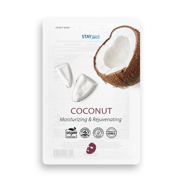 Stay Well Vegan Sheet Mask Coconut Moisturizing & Rejuvenating. Kookose kangasmask 20g