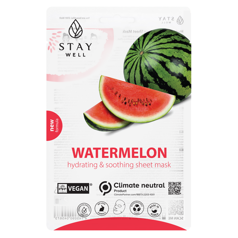 Stay Well Vegan Sheet Mask Watermelon Hydrating & Soothing. Arbuusi kangasmask 20g