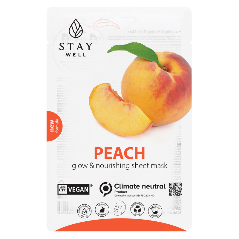 Stay Well Vegan Sheet Mask Peach Glow And Nourishing. Virsiku kangasmask 20g
