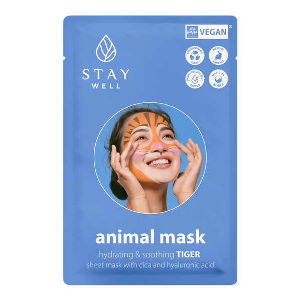 Stay Well Animal Sheet Mask Tiger Hydrating & Soothing. Niisutav ja rahustav kangasmask tiigrimustriga 20g