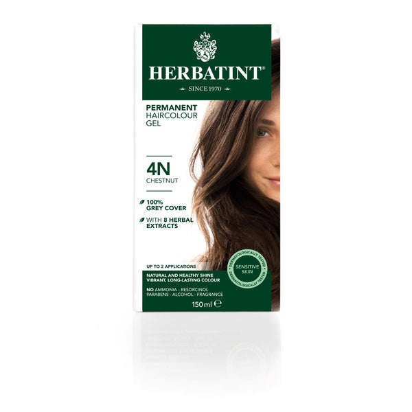 Herbatint Permanent Haircolour Gel Chestnut 4N. Püsijuuksevärv kastanipruun 150ml