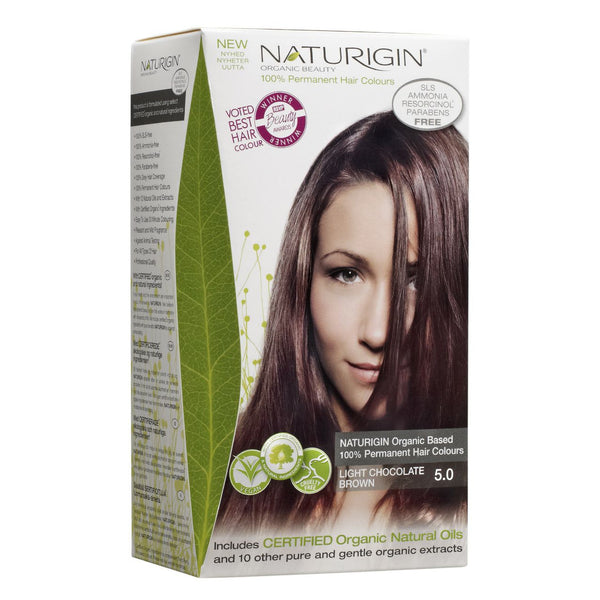Naturigin Organic Based 100% Permanent Hair Colours Light Chocolate Brown 5.0. Püsijuuksevärv hele šokolaadipruun 115ml