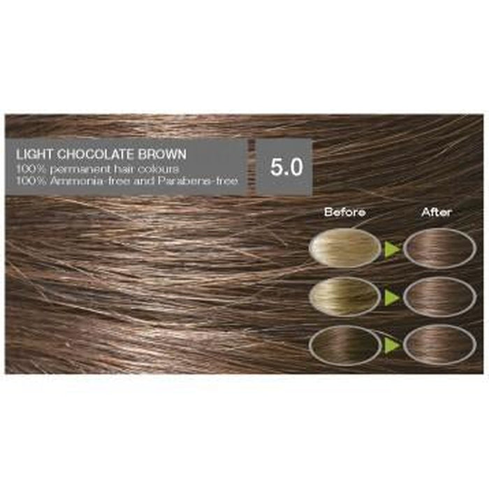 Naturigin Organic Based 100% Permanent Hair Colours Light Chocolate Brown 5.0. Püsijuuksevärv hele šokolaadipruun 115ml
