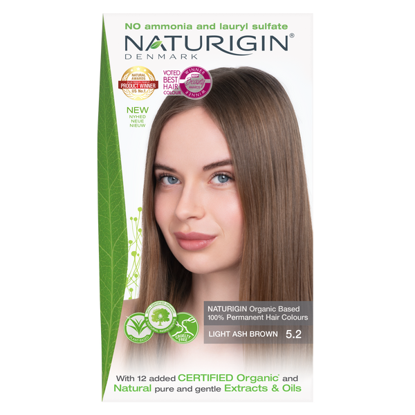 Naturigin Organic Based 100% Permanent Hair Colours Light Ash Brown 5.2. Püsijuuksevärv helepruun 115ml