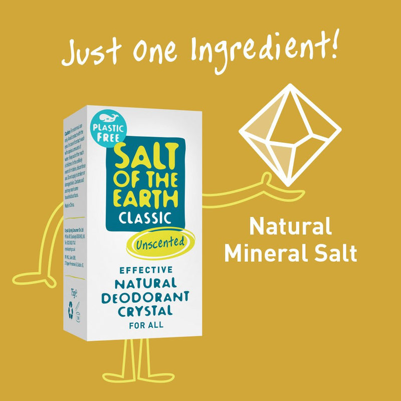 Salt of the Earth Plastic Free Natural Deodorant Classic Crystal Unscented For All. Lõhnatu kristalldeodorant plastikuvabas pakendis 75g