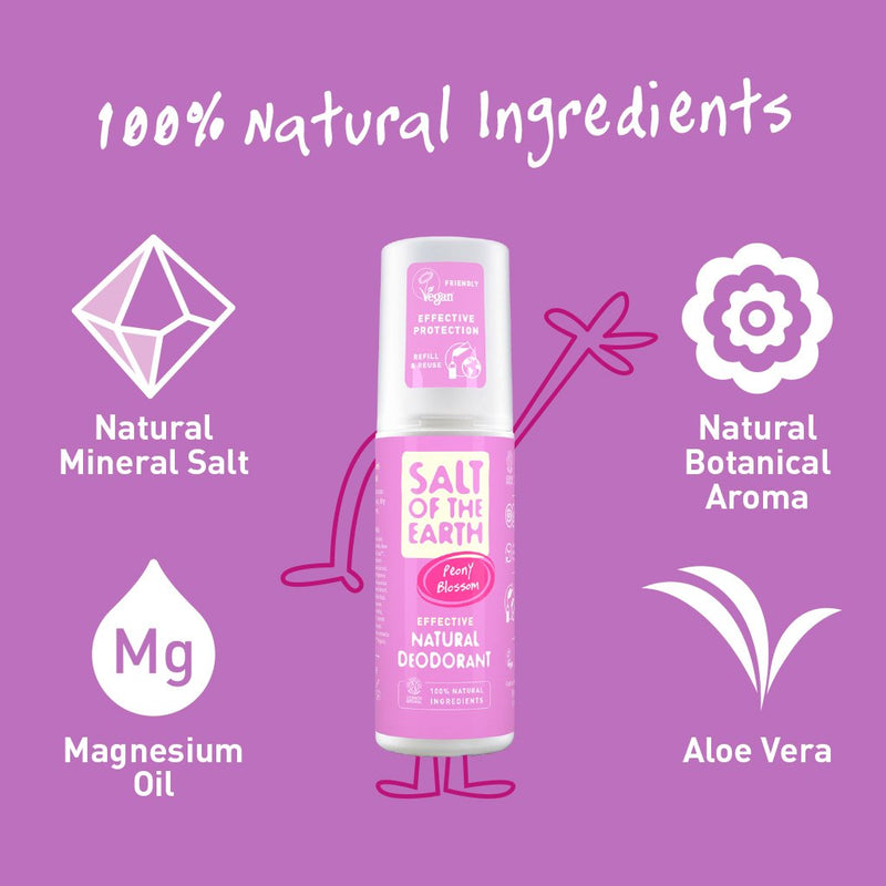 Salt of the Earth Natural Deodorant Spray Peony Blossom. Spreideodorant pojengilõhnaline 100ml