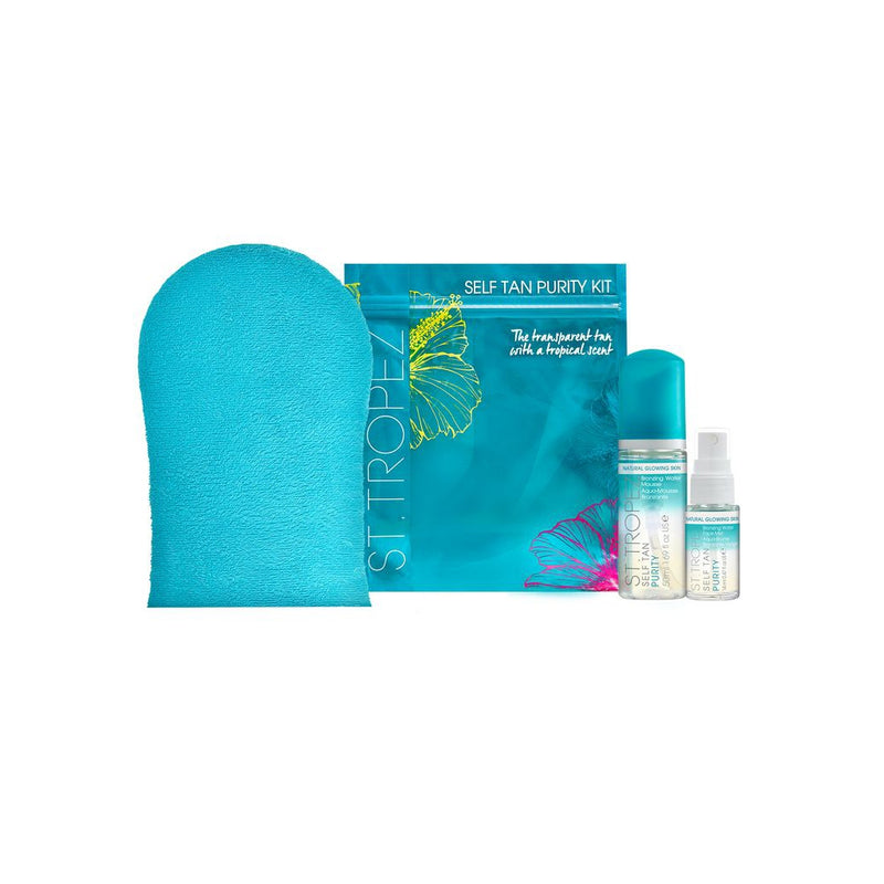 St. Tropez Self Tan Purity Kit (Bronzing Water Mousse And Face Mist, Mitt). Isepruunistavate minitoodete komplekt kindaga