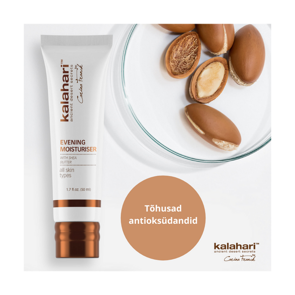 Kalahari Evening Moisturiser With Shea Butter All Skin Types. Niisutav öökreem sheavõiga kõikidele nahatüüpidele 50ml