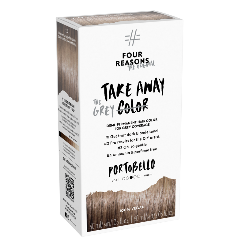 Four Reasons Takeaway Color Demi-Permanent Hair Color 7.0 Portobello. Ammoniaagi- ja lõhnaainete vaba poolpüsivärv 40ml+60ml
