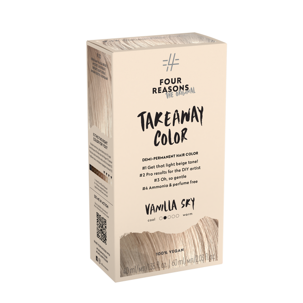 Four Reasons Takeaway ColorDemi-Permanent Hair Color 9.13 Vanilla Sky. Ammoniaagi- ja lõhnaainete vaba poolpüsivärv 40ml+60ml