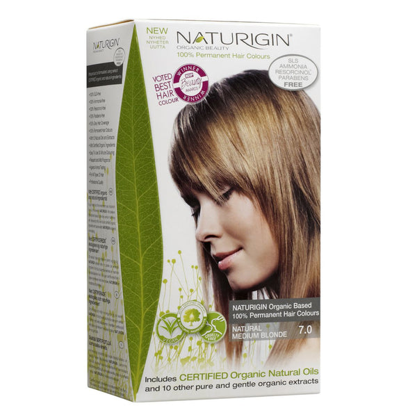 Naturigin Organic Based 100% Permanent Hair Colours Natural Medium Blonde 7.0. Püsijuuksevärv loomulik keskmine blond 115ml