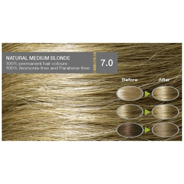 Naturigin Organic Based 100% Permanent Hair Colours Natural Medium Blonde 7.0. Püsijuuksevärv loomulik keskmine blond 115ml
