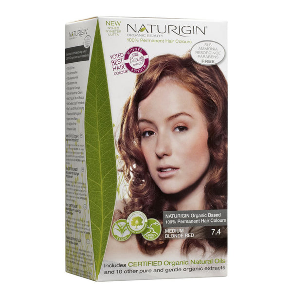 Naturigin Organic Based 100% Permanent Hair Colours Medium Blonde Red 7.4. Püsijuuksevärv keskmine blond punaka varjundiga 115ml