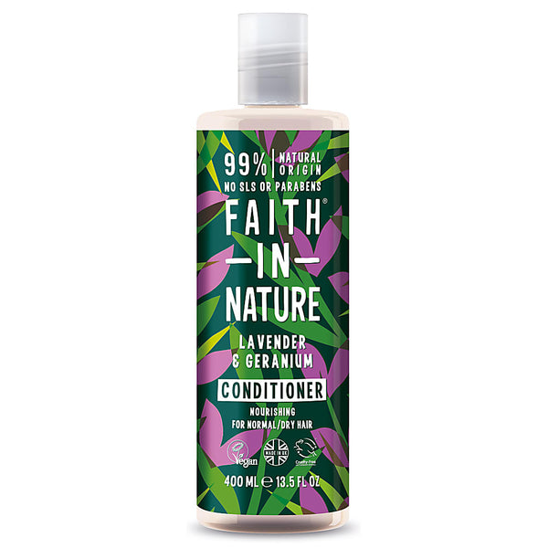 Faith In Nature Nourishing Conditioner Lavender & Geranium For Normal/Dry Hair. Toitev palsam lavendli ja geraaniumiga normaalsetele/kuivadele juustele 400ml