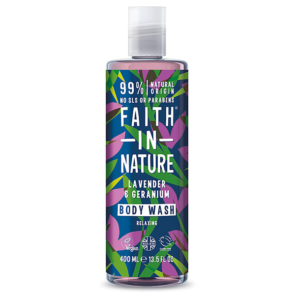 Faith In Nature Relaxing Body Wash Lavender & Geranium. Rahustav kehapesugeel lavendli ja geraaniumiga 400ml