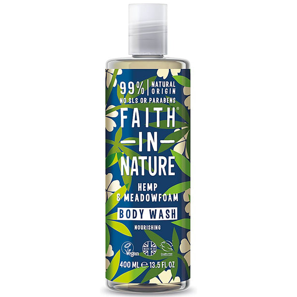 Faith In Nature Nourishing Body Wash Hemp & Meadowfoam. Toitev kehapesugeel kanepiõli ja valge soolille ekstraktiga 400ml