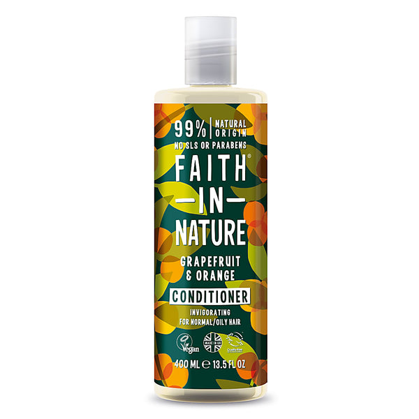 Faith In Nature Invigorating Conditioner Grapefruit & Orange For Normal/Oily Hair. Ergutav palsam orgaanilise greibi- ja apelsiniõliga normaalsetele/rasustele juustele 400ml