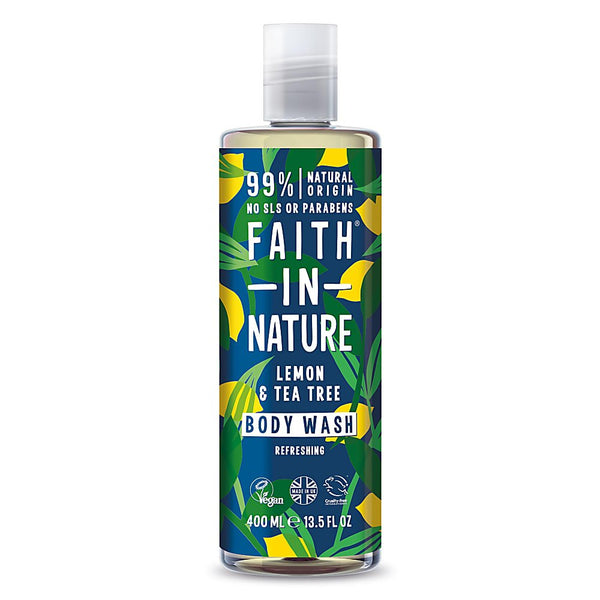 Faith In Nature Refreshing Body Wash Lemon & Tea Tree. Värskendav kehapesugeel sidruni ja teepuuõliga  400ml