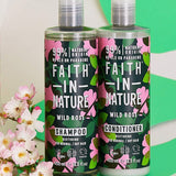 Faith In Nature Restoring Shampoo Wild Rose For Normal/Dry Hair. Taastav šampoon orgaanilise metsiku roosi õliga normaalsetele/kuivadele juustele 400ml