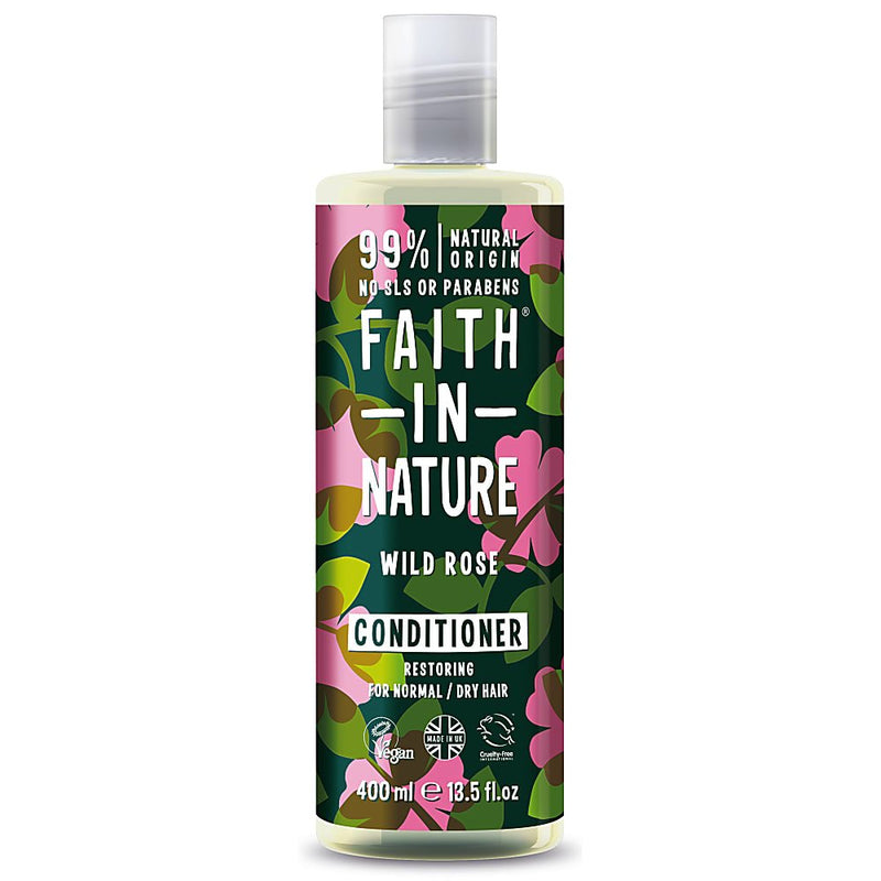 Faith In Nature Restoring Conditioner Wild Rose For Normal/Dry Hair. Taastav palsam orgaanilise metsiku roosi õliga normaalsetele/kuivadele juustele 400ml
