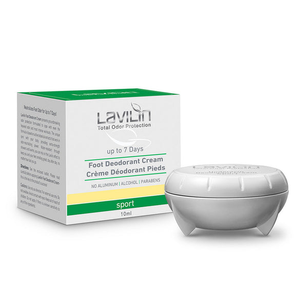 Lavilin Foot Deodorant Cream up to 7 Days Sport. Jalgade parabeeni-, alumiiniumi- ja alkoholivaba  kreemdeodorant sportlastele 10ml
