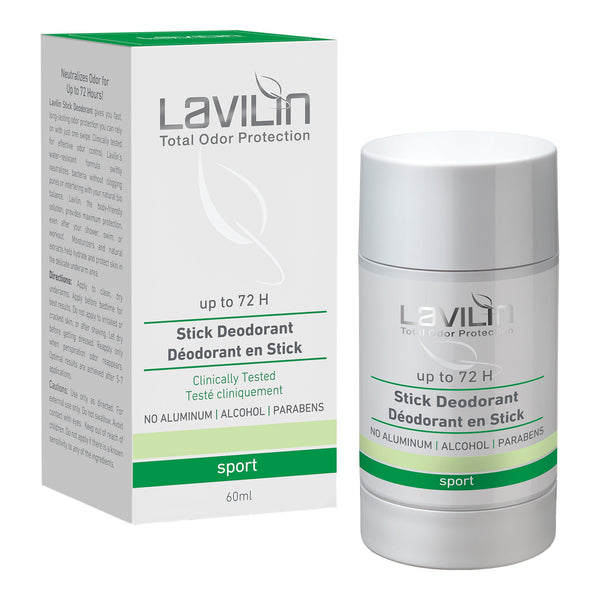Lavilin Stick Deodorant up to 72H Sport. Parabeeni-, alumiiniumi- ja alkoholivaba pulkdeodorant sportastele 60ml