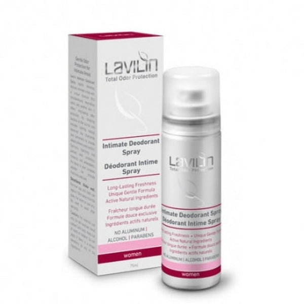 Lavilin Intimate Deodorant Spray Women. Parabeeni-, alumiiniumi- ja alkoholivaba spreideodorant naiste intiimpiirkonnale 75ml