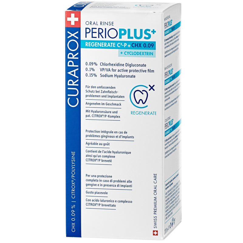 Curaprox Perio Plus+ Regenerate Oral Rinse 0,09% CHX And Citrox. Suuvesi ja Citrox  200ml