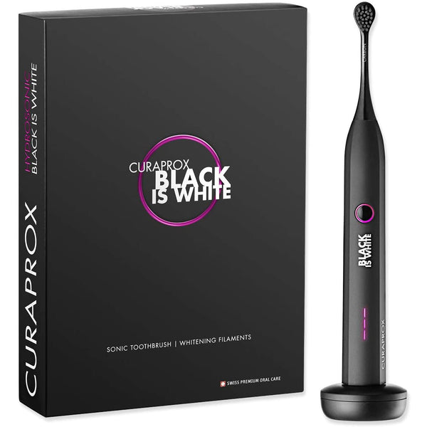 Curaprox Hydrosonic Black Is White Electric Toothbrush + Brush Heads 2Pcs. Elektriline hambahari must + vahetusharjad 2tk