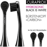 Curaprox Hydrosonic Black Is White Replacement Brush Heads Black/Black 2Pcs. Elektrilise hambaharja tilgakujulised vahetusharjad must/must 2tk