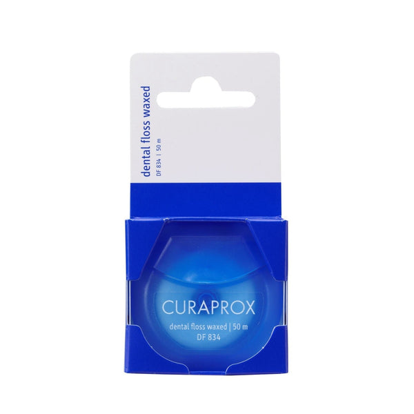 Curaprox DF 834 Dental Floss Waxed. Hambaniit vahatatud, piparmünt 50m