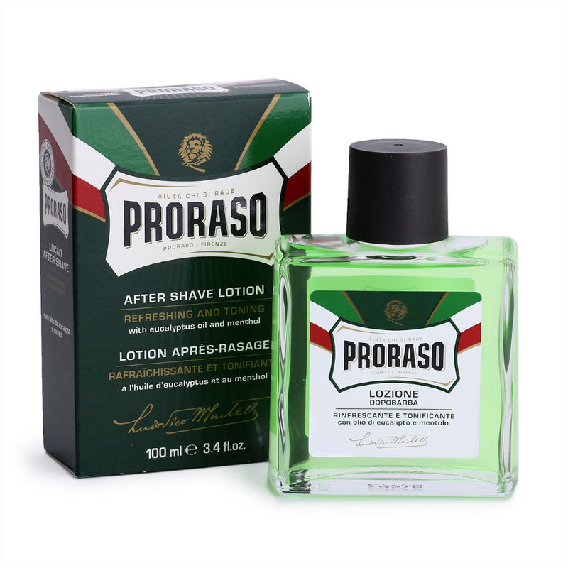 Proraso After Shave Lotion Refreshing And Toning Eucalyptus Oil And Menthol. Raseerimisjärgne losjoon värskendav eukalüptiõli ja mentool 100ml