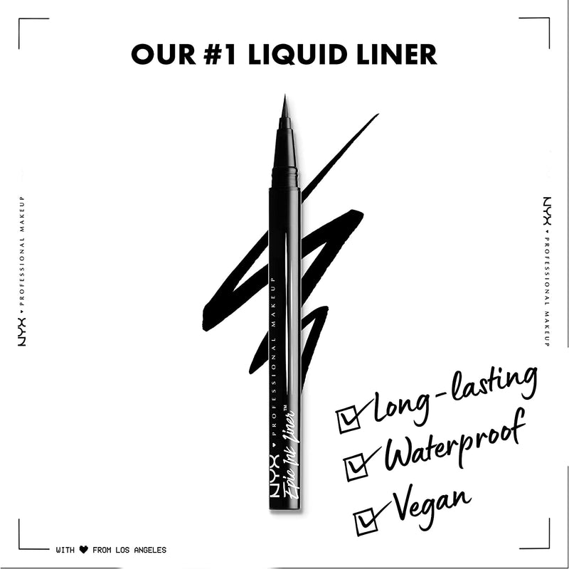 NYX Professional Makeup Epic Ink Liner Waterproof 01 Black. Tugeva pigmendiga veekindel silmalainer must 1ml