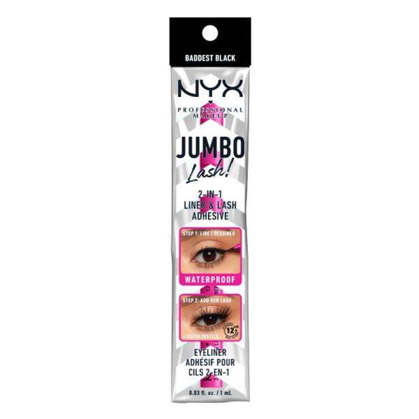 NYX Professional Makeup Jumbo Lash 2-in-1 Liner & Lash Adhesive Baddest Black. Silmalainer + liim 1tk