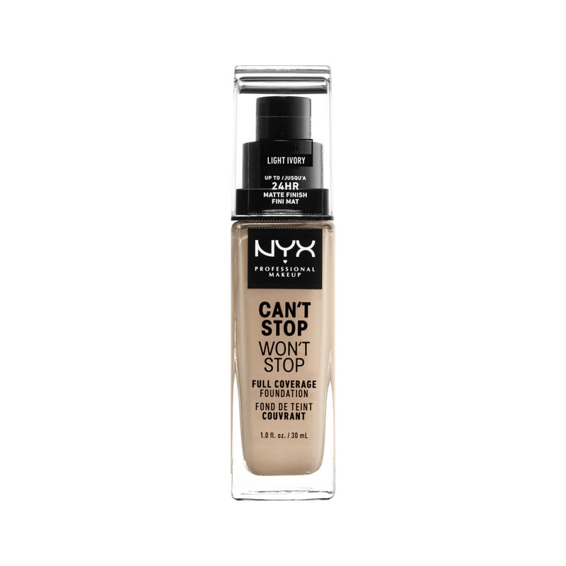 NYX Professional Makeup Can’t Stop Won’t Stop Full Coverage Foundation Up To 24HR Matte Finish. Veekindel pigmendirohke jumestuskreem matt 30ml (erinevad toonid)