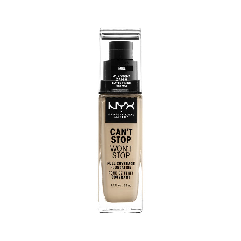 NYX Professional Makeup Can’t Stop Won’t Stop Full Coverage Foundation Up To 24HR Matte Finish. Veekindel pigmendirohke jumestuskreem matt 30ml (erinevad toonid)